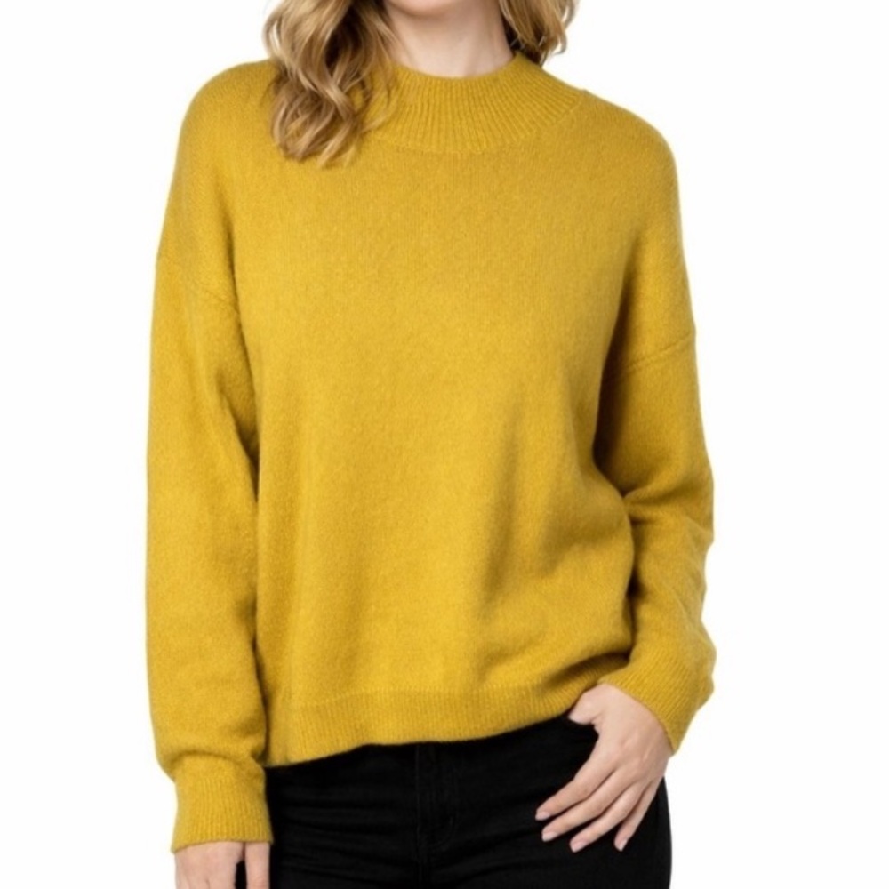 Hem & Thread Mustard Yellow Mock Neck Sweater‎ Women’s Size Small